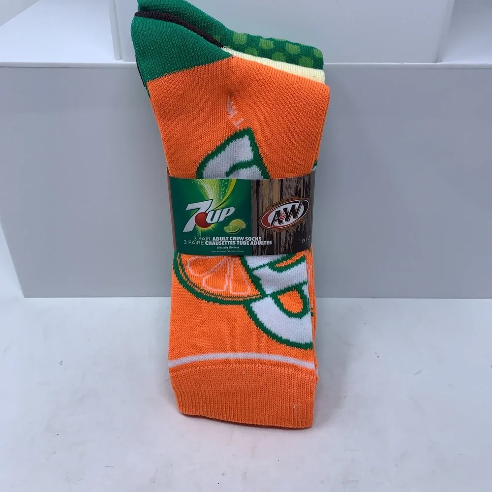 Old Navy Mixed Soda Brands Mens Shoe Size 8-12 Colorful Crew Socks 3-Pack NWT